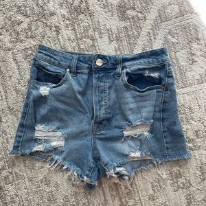 tgla Distressed Blue Denim Shorts
